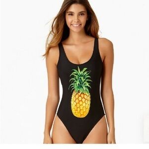 Black One Piece with Pineapple Design